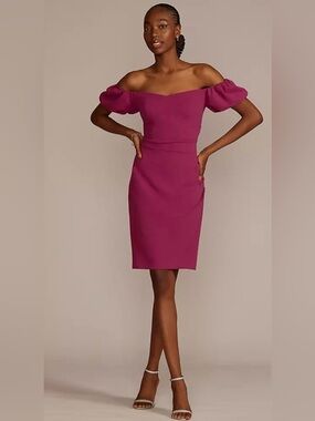 💖 DB Studio Off Shoulder Puff Sleeve Midi Dress | Cassis | NWT | Size 2 💖